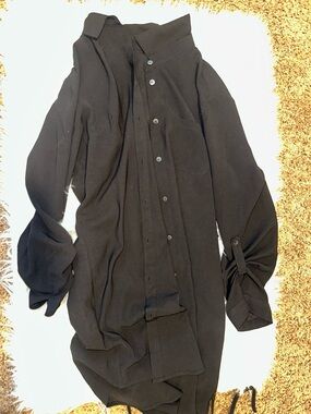 Have Black Lightweight Button-Front Shirt dress